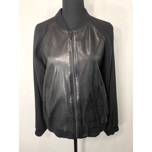 DIESEL Leather Raglan Bomber Jacket Size Large